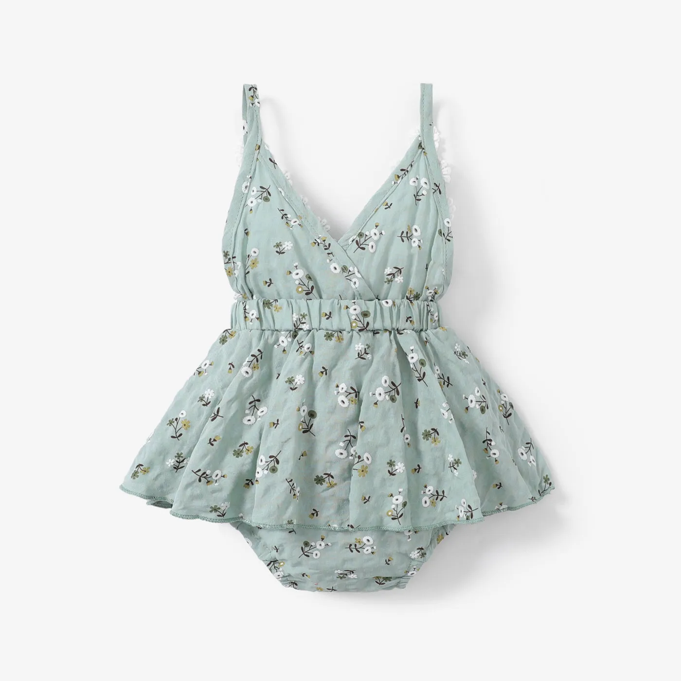 100% Cotton Floral Print Daisy Baby Sling Romper Dress