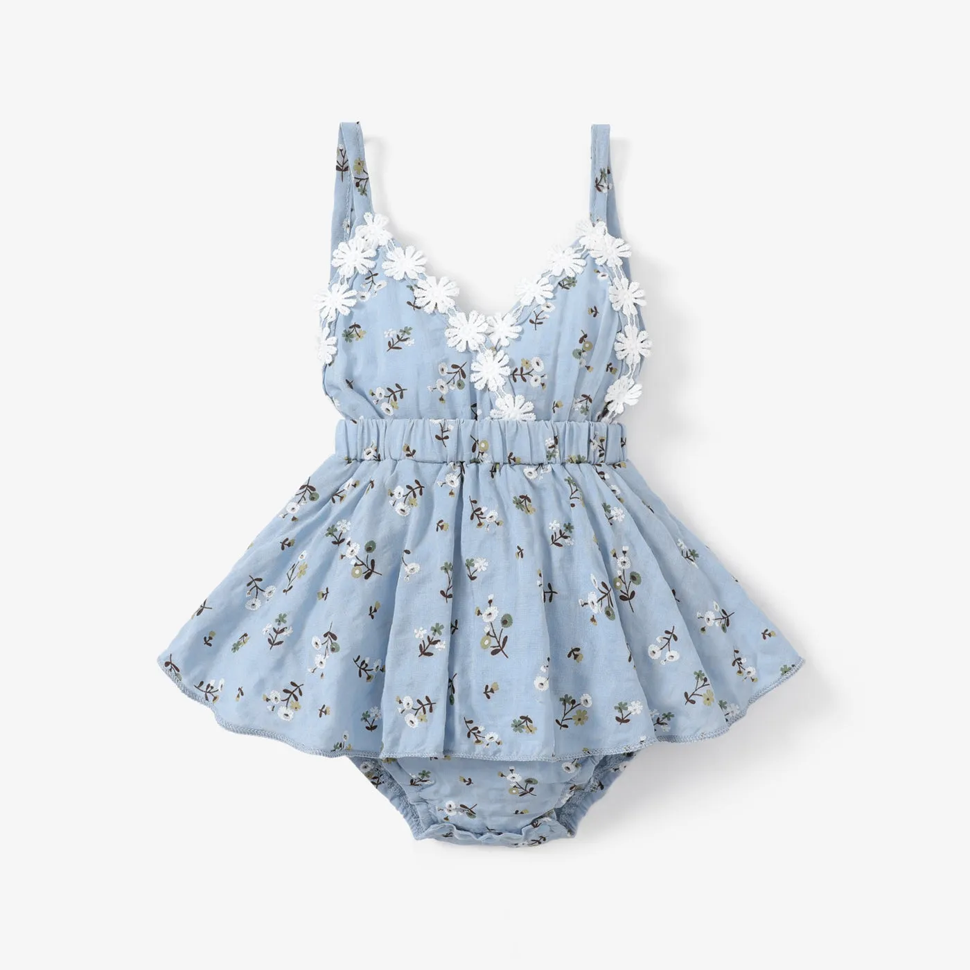 100% Cotton Floral Print Daisy Baby Sling Romper Dress