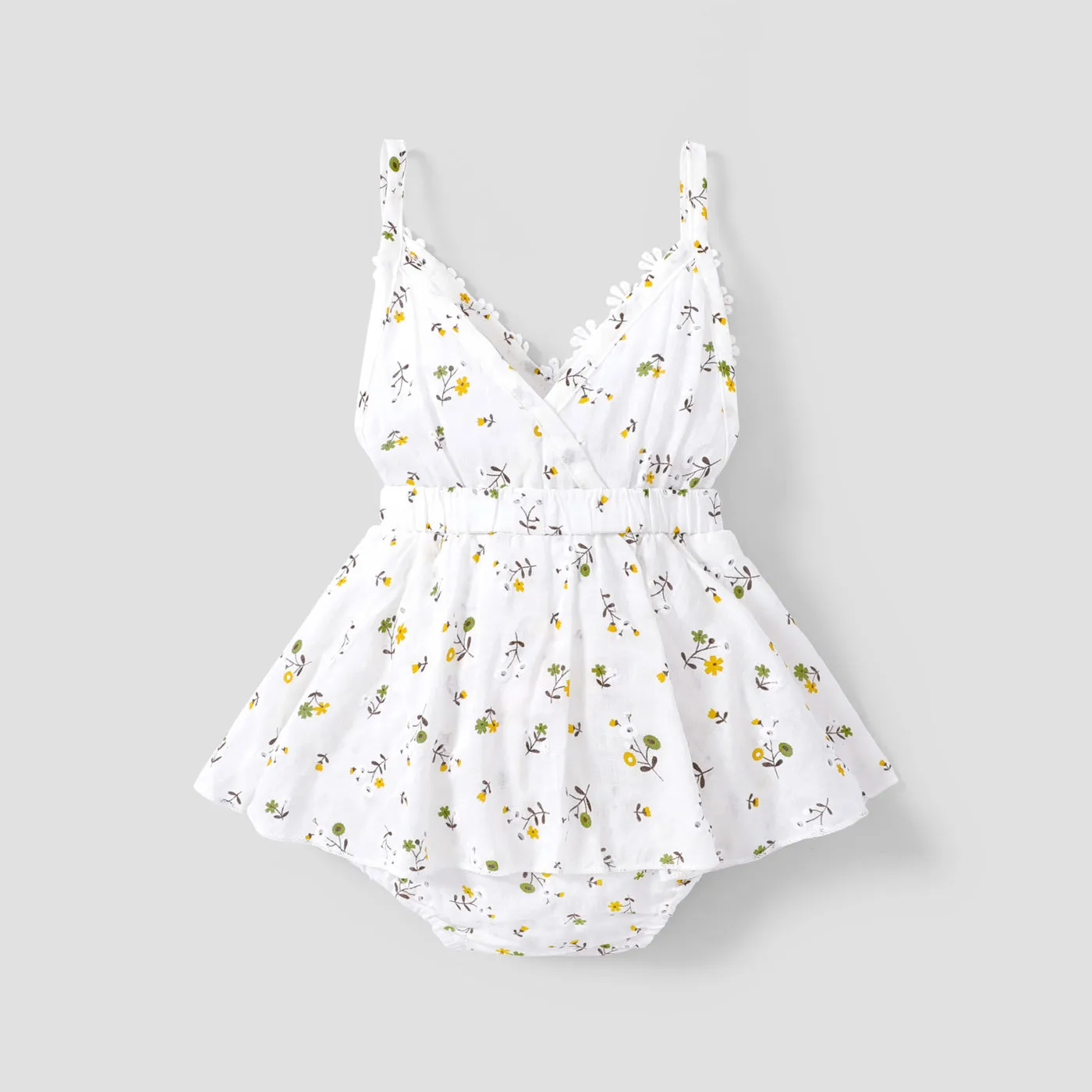 100% Cotton Floral Print Daisy Baby Sling Romper Dress