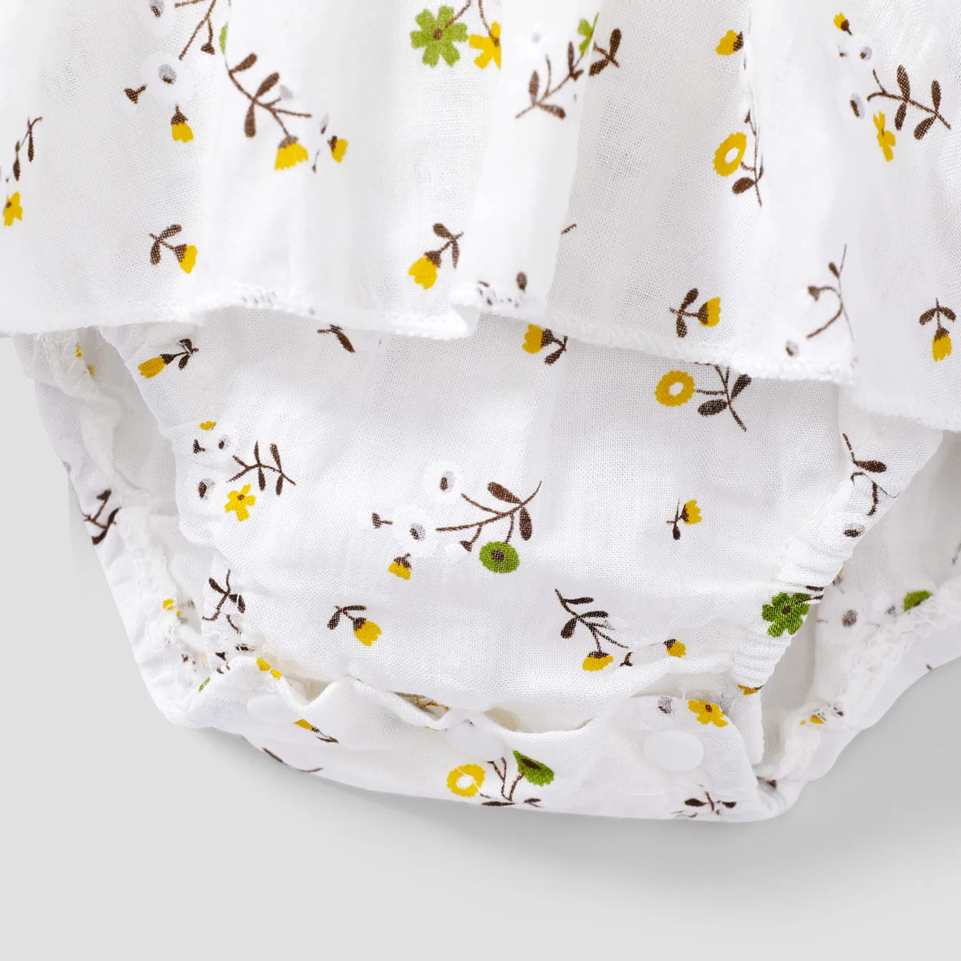 100% Cotton Floral Print Daisy Baby Sling Romper Dress
