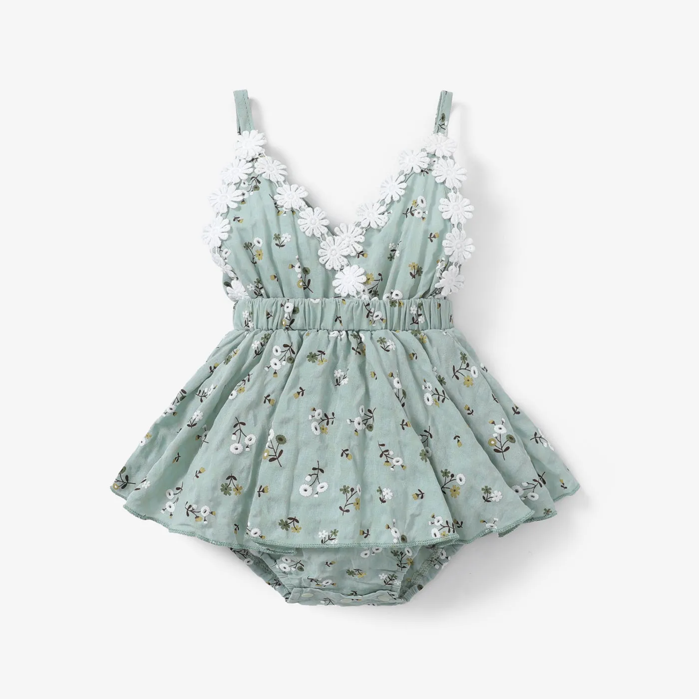 100% Cotton Floral Print Daisy Baby Sling Romper Dress