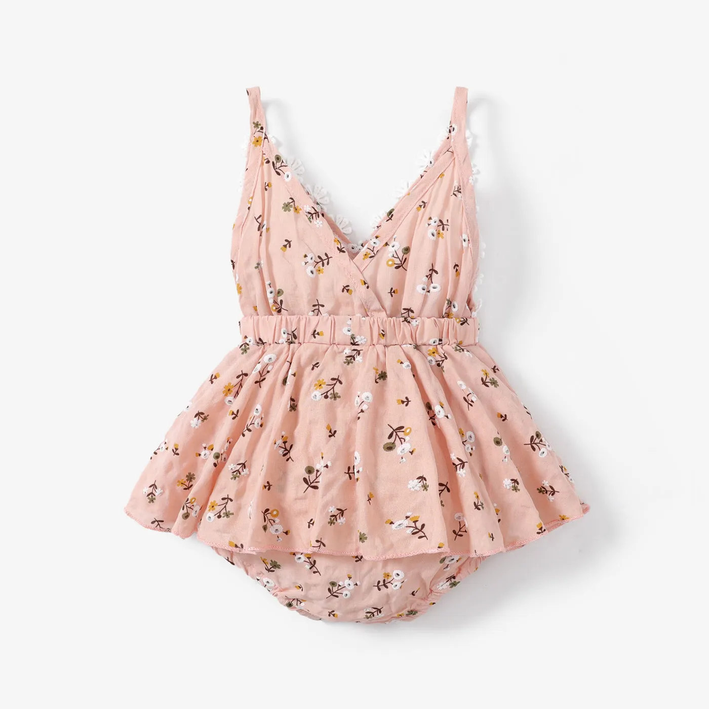 100% Cotton Floral Print Daisy Baby Sling Romper Dress