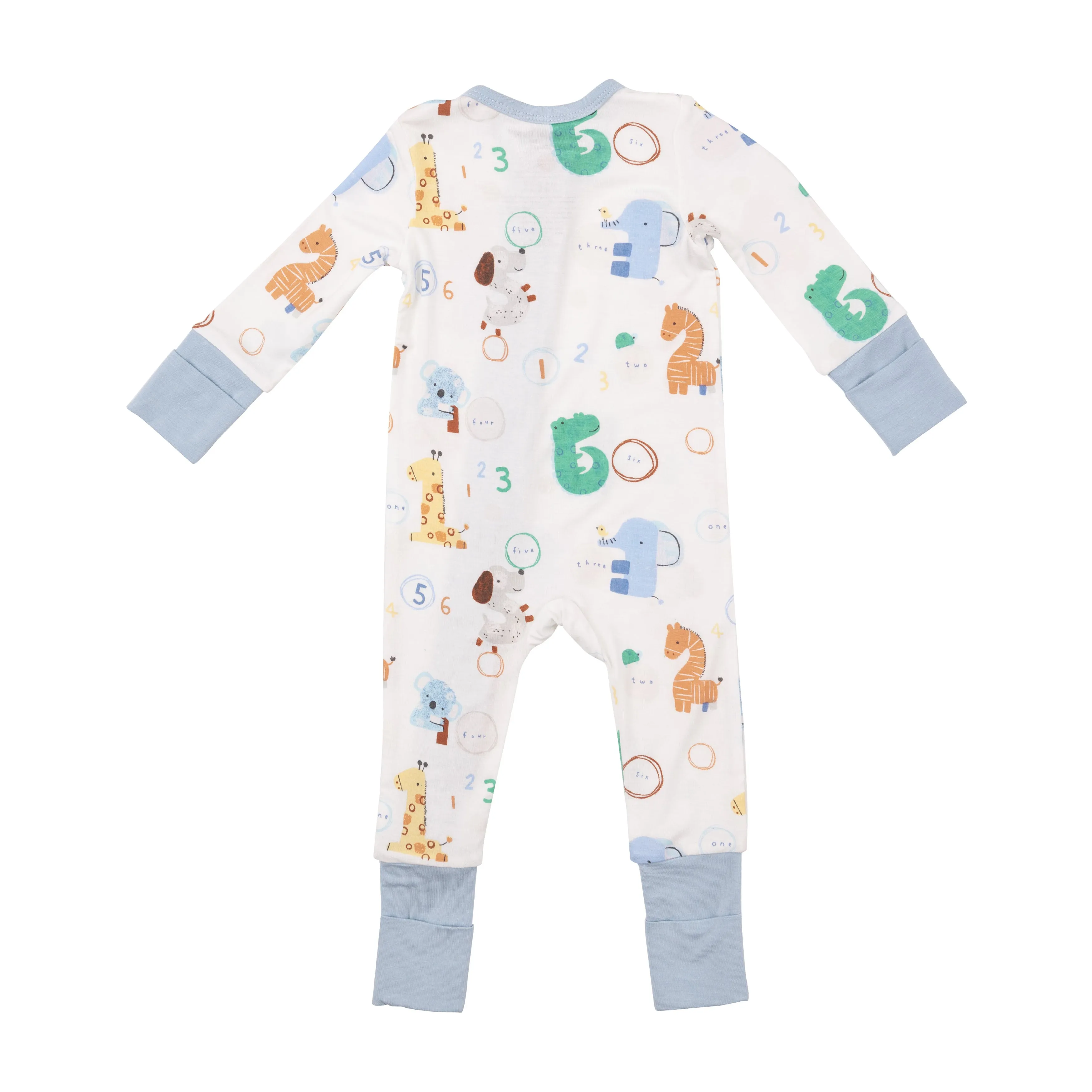 2 Way Zipper Romper - Animal Numbers