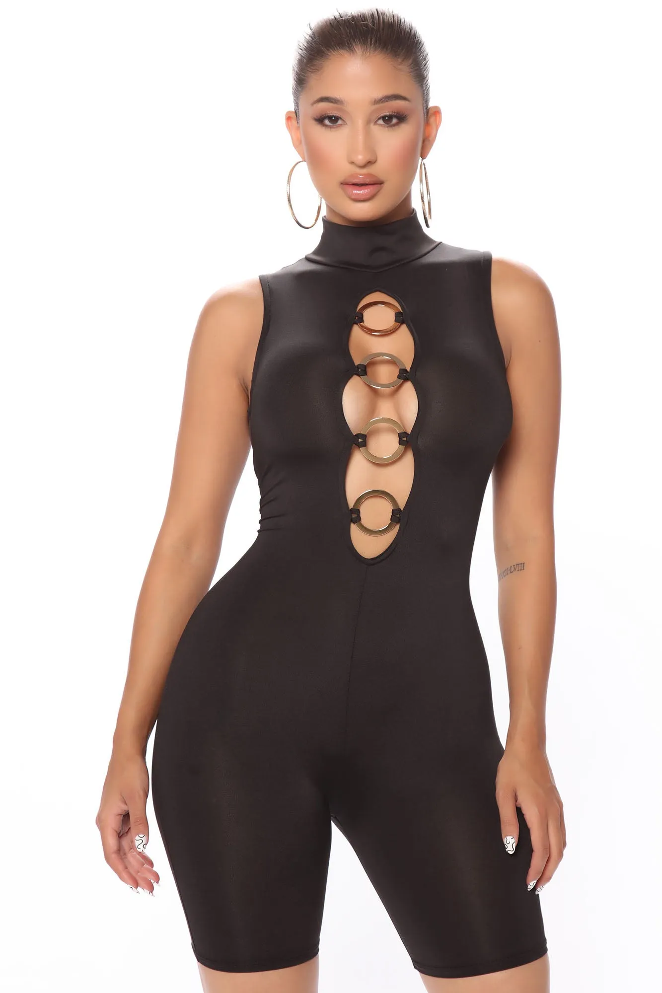Addison Biker Short Romper - Black