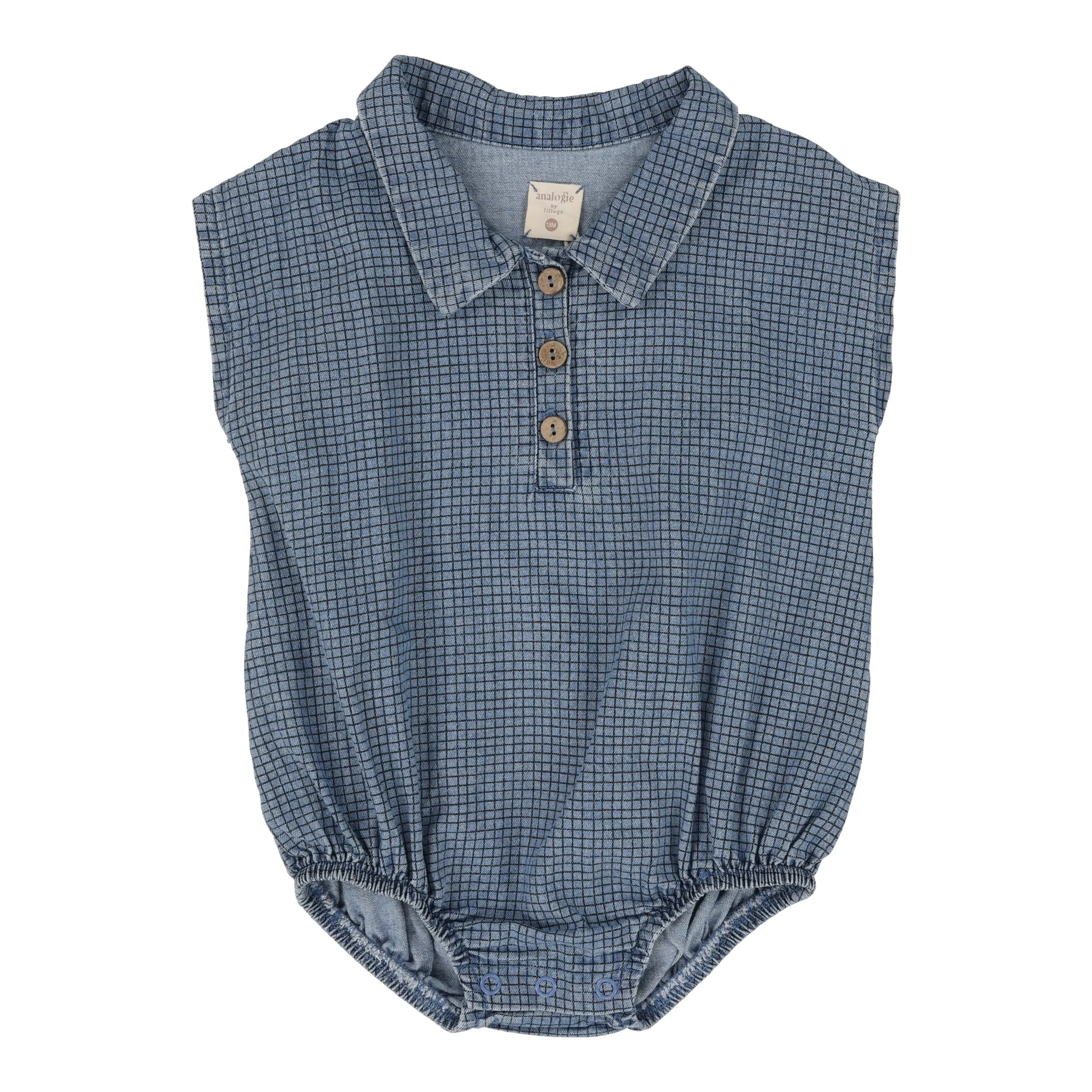 ANALOGIE BY LIL LEGS CHECKED DENIM CHECKED ROMPER