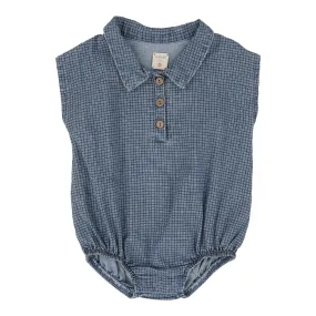 ANALOGIE BY LIL LEGS CHECKED DENIM CHECKED ROMPER