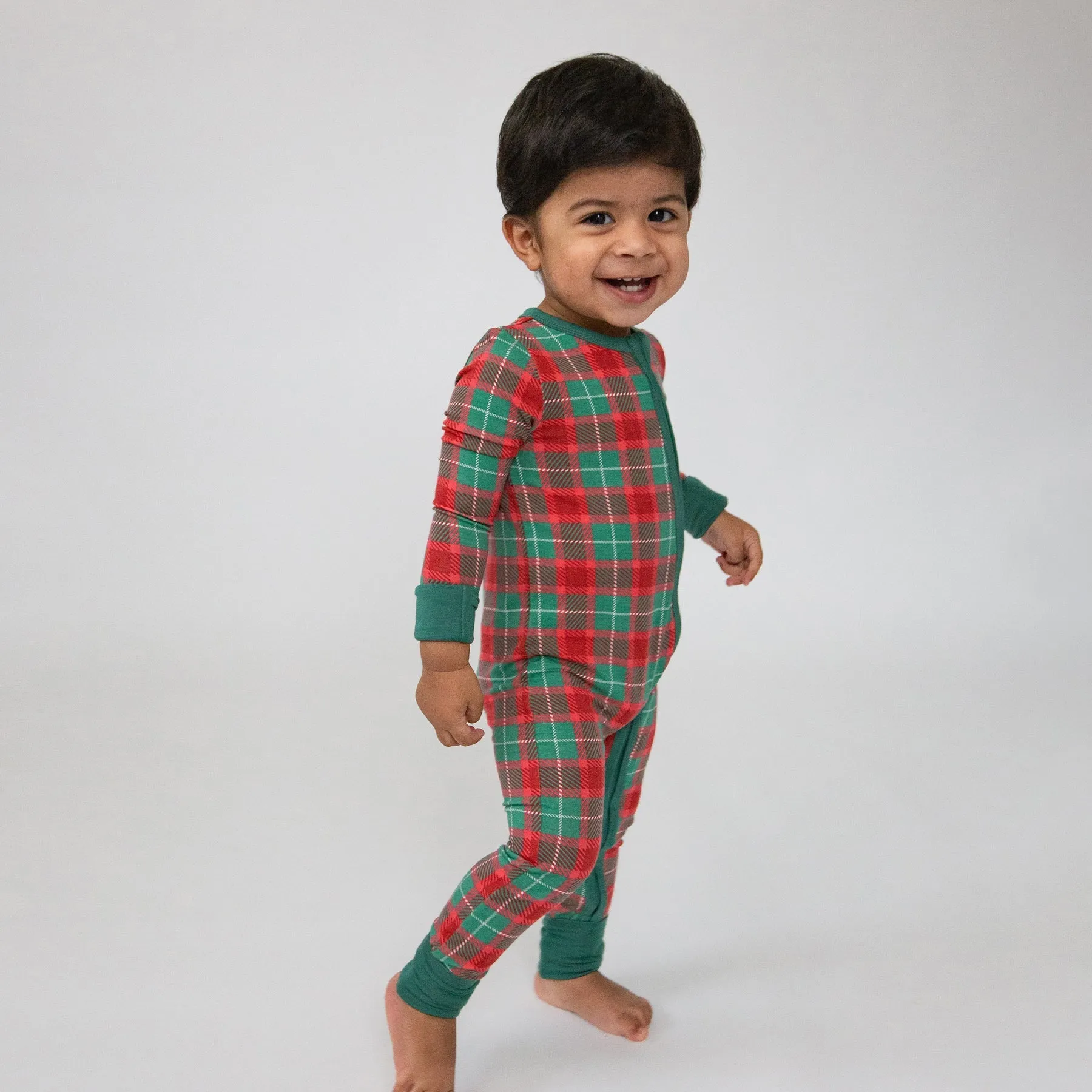 Angel Dear- Holiday Plaid Zipper Romper
