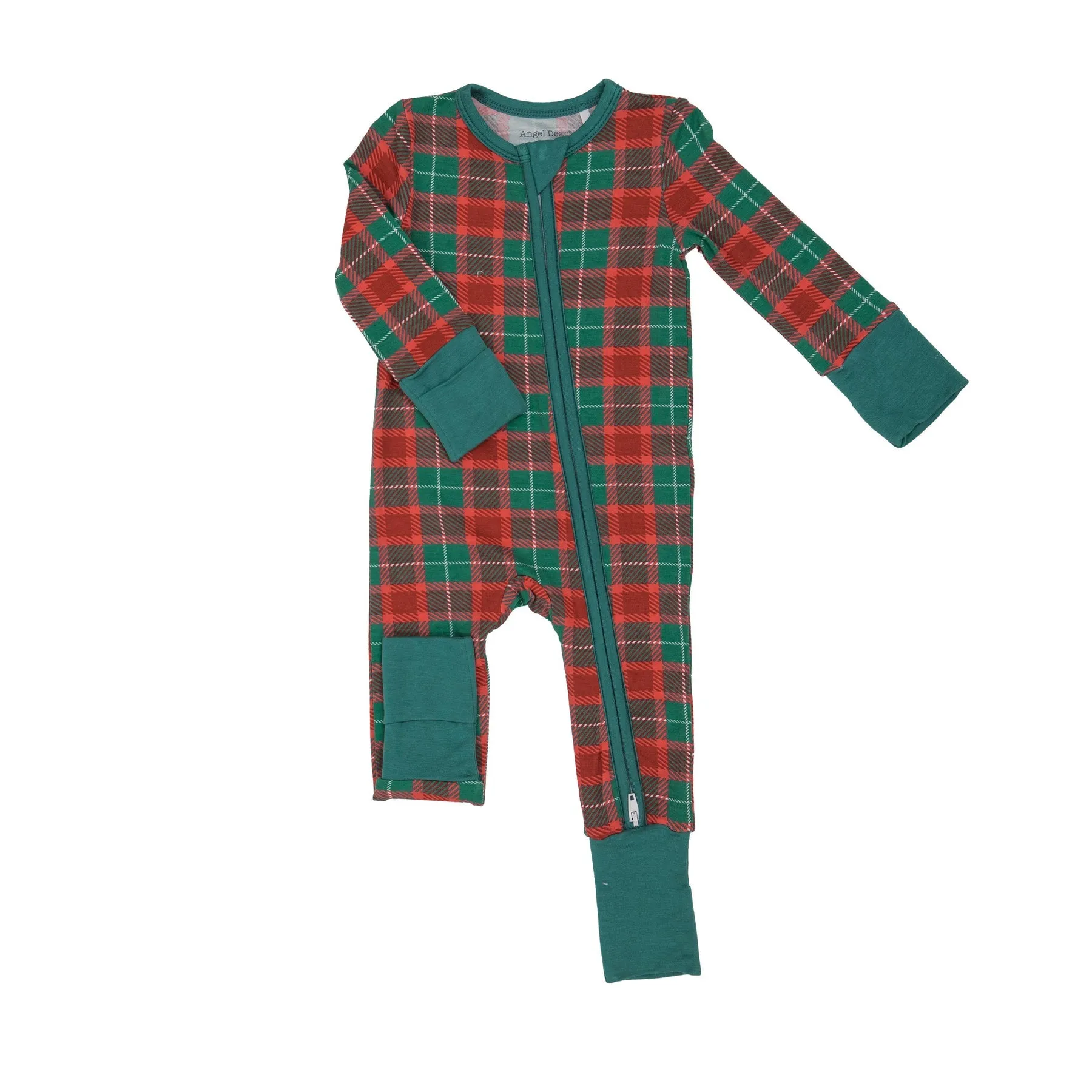 Angel Dear- Holiday Plaid Zipper Romper