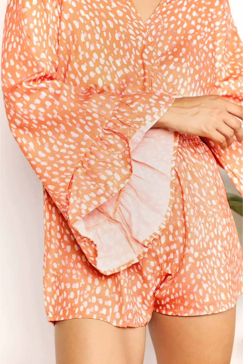*APP EXCLUSIVE* Flare Sleeve Surplice Romper