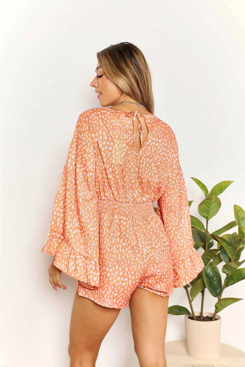 *APP EXCLUSIVE* Flare Sleeve Surplice Romper
