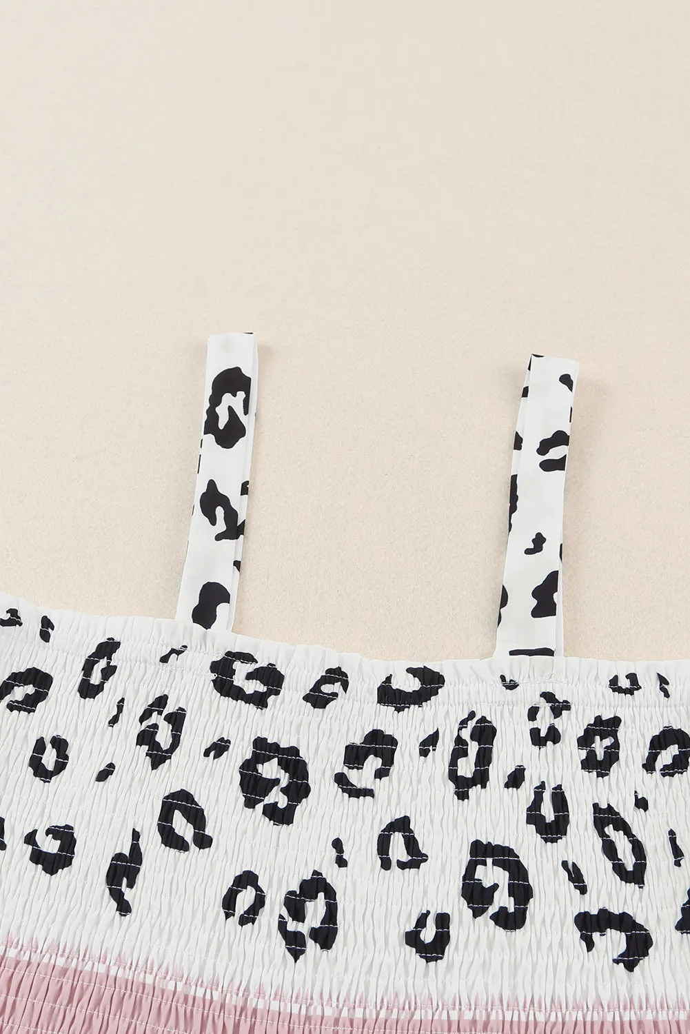 *APP EXCLUSIVE* Leopard Colorblock Wide Leg Smocked Jumpsuit