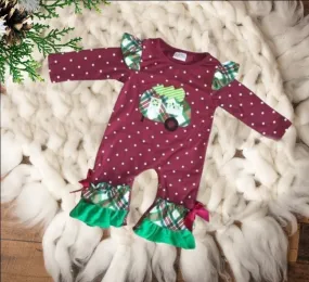 Baby & Toddler Ruffled Romper Jumpsuits - Burgundy Polka Dot - Trailer
