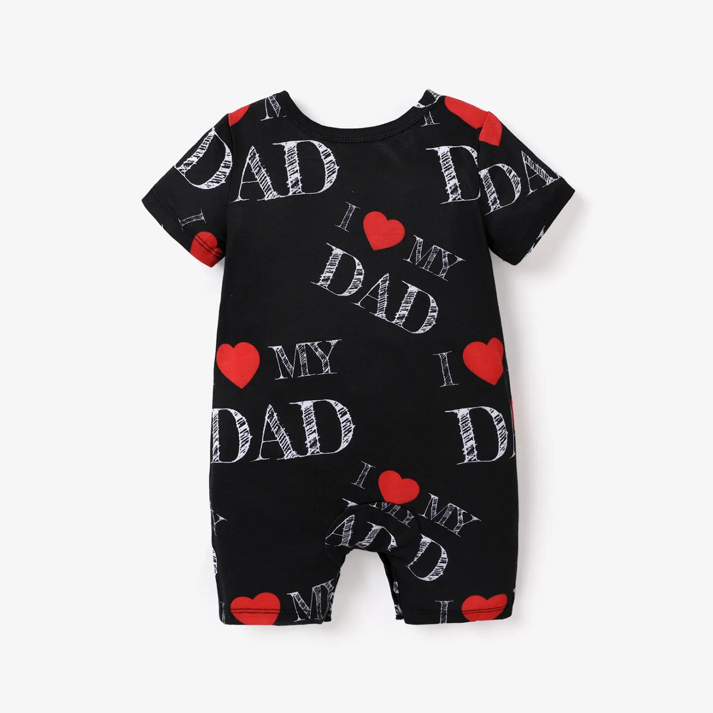 Baby Boy/Girl All Over Love Heart and Letter Print Short-sleeve Romper