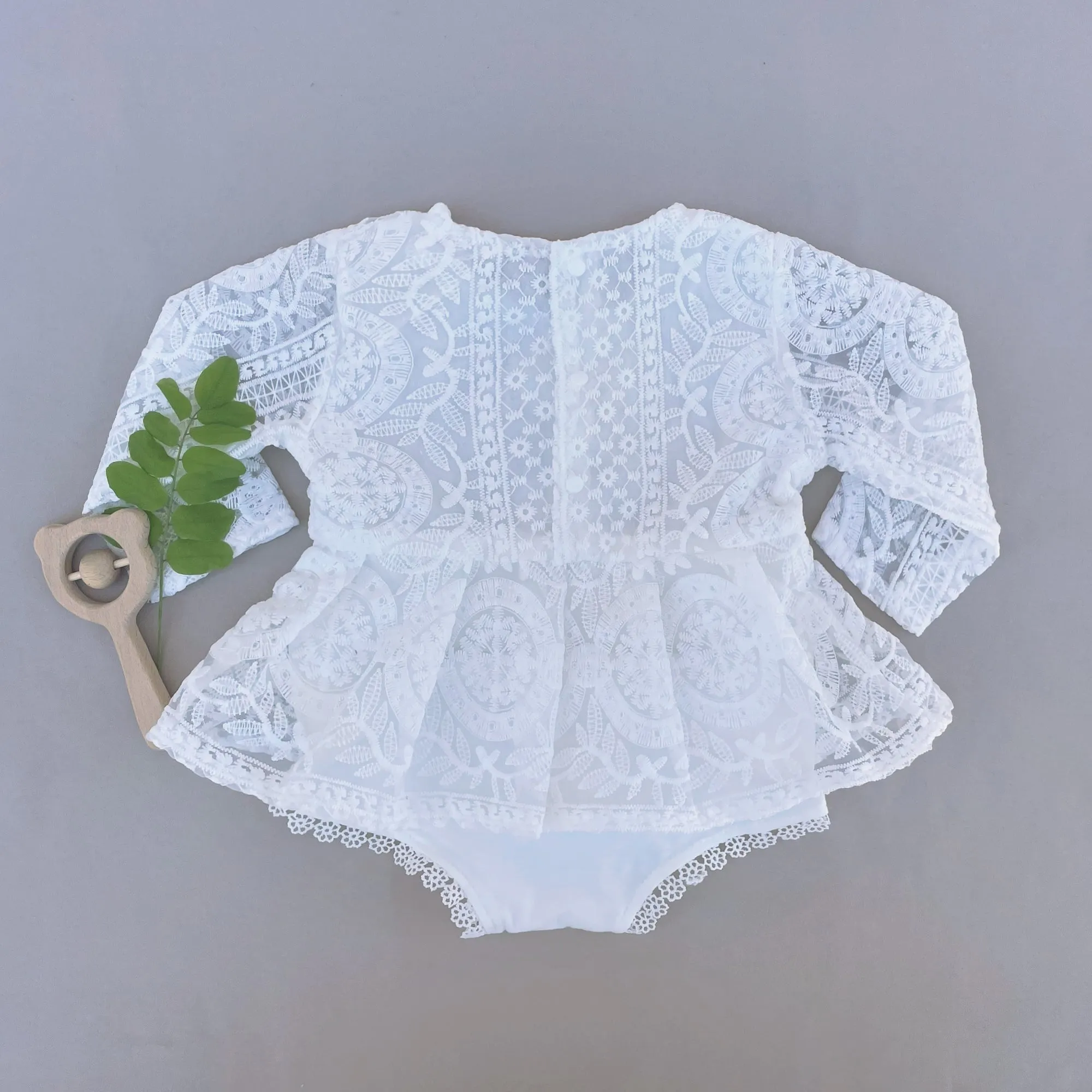 Baby Girl Lace Dress Long Sleeve, White Boho Toddler for Baptism, First Birthday Outfit Girl