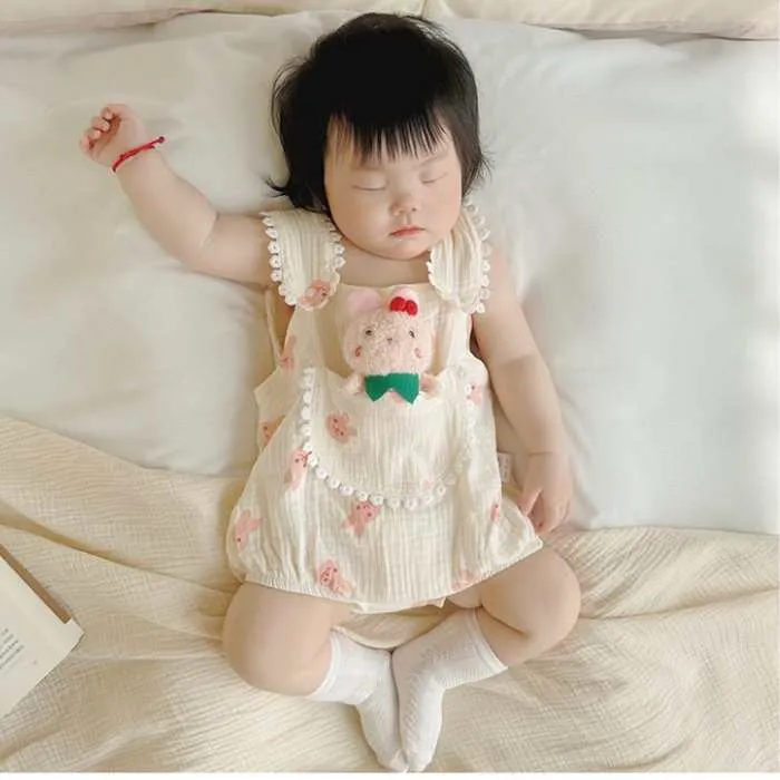 Baby Romper Playsuit with Stuffed Animal