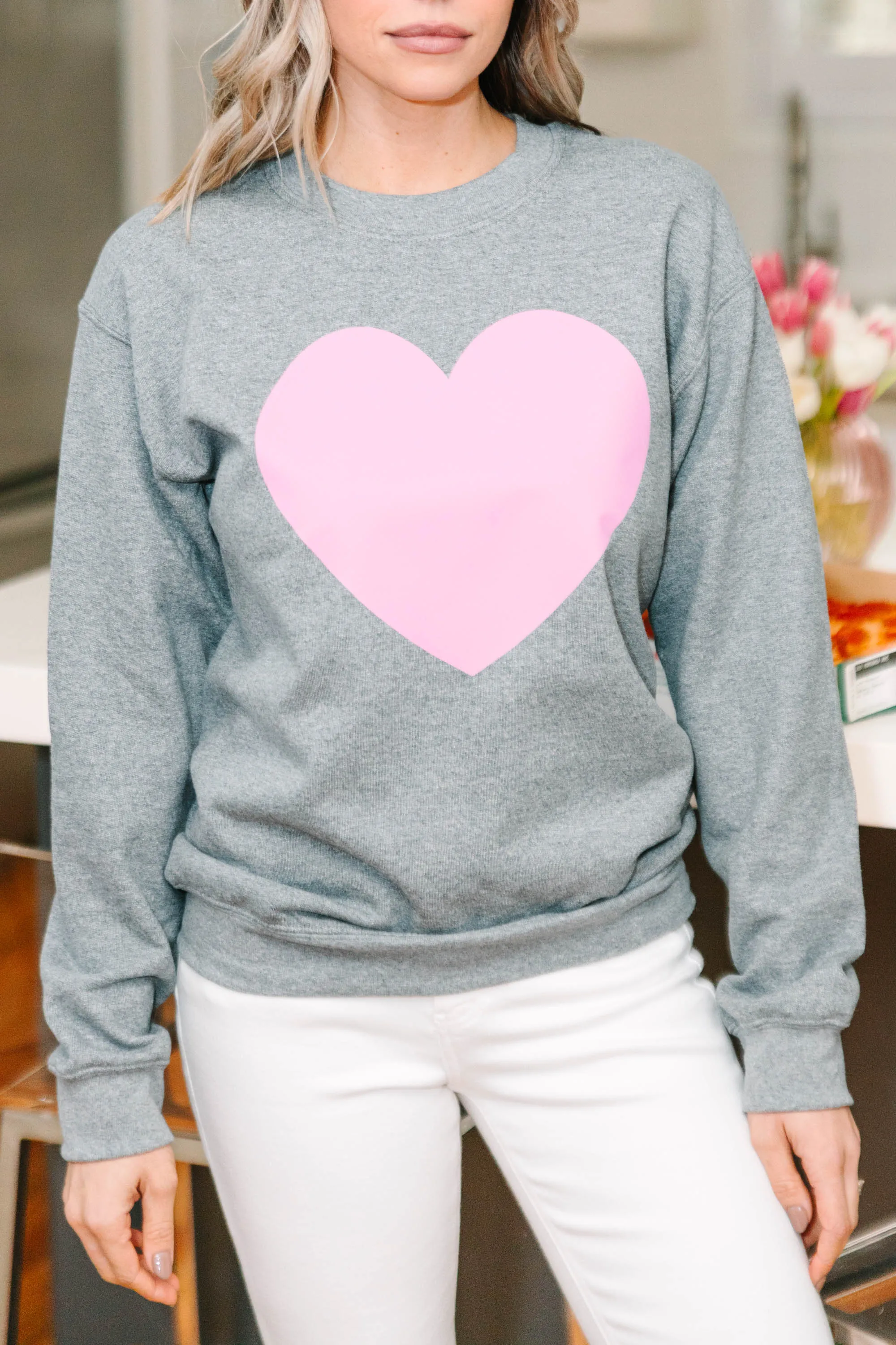 Big Heart Graphite Gray Graphic Sweatshirt