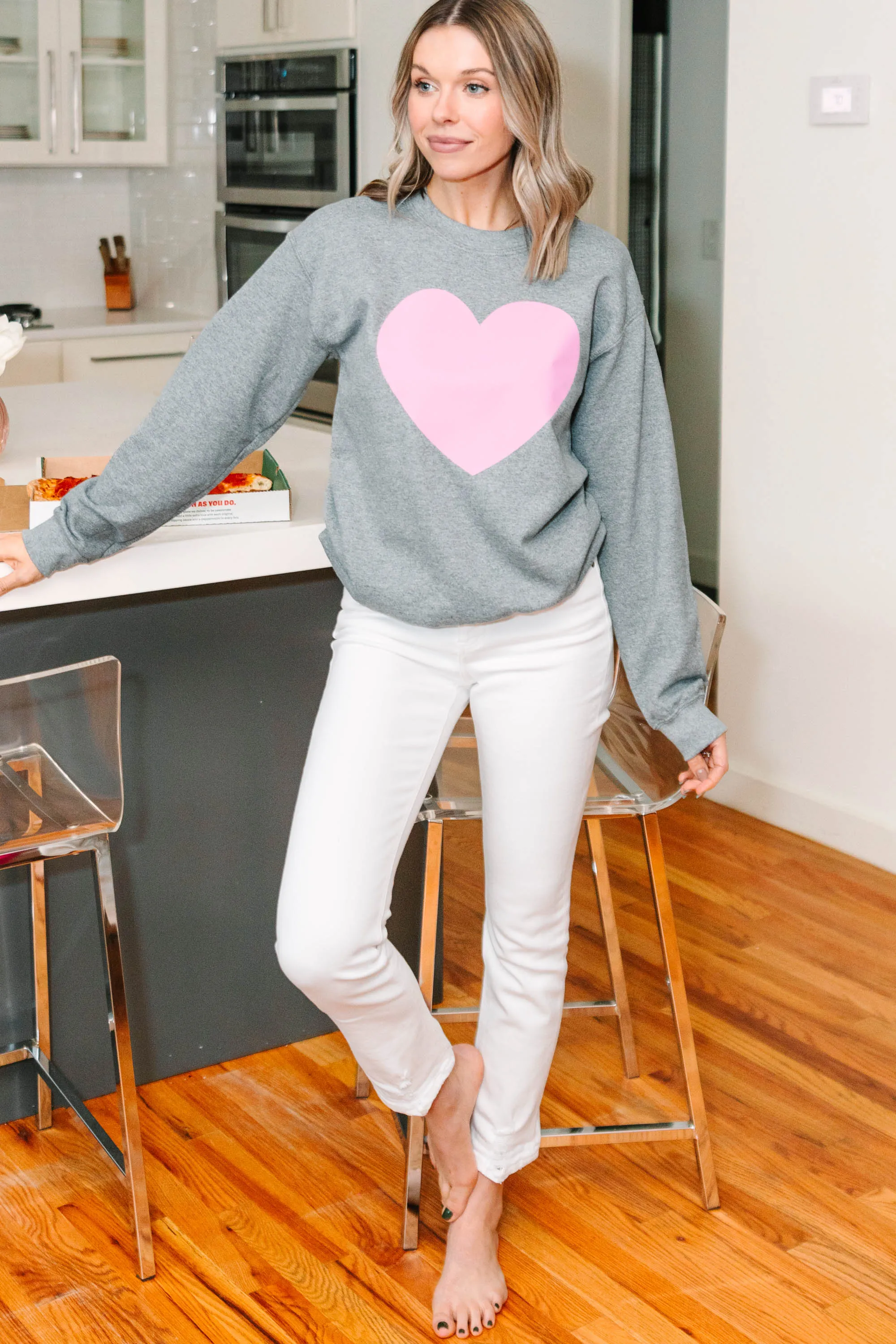 Big Heart Graphite Gray Graphic Sweatshirt
