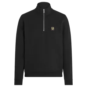 Black Quarter Zip Jersey Cotton Sweatshirt
