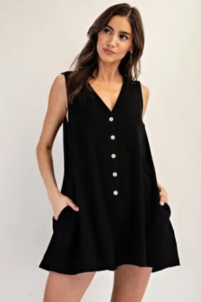 Black Shorts Linen Blend Romper