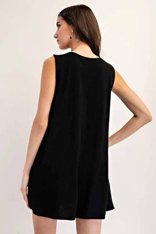 Black Shorts Linen Blend Romper