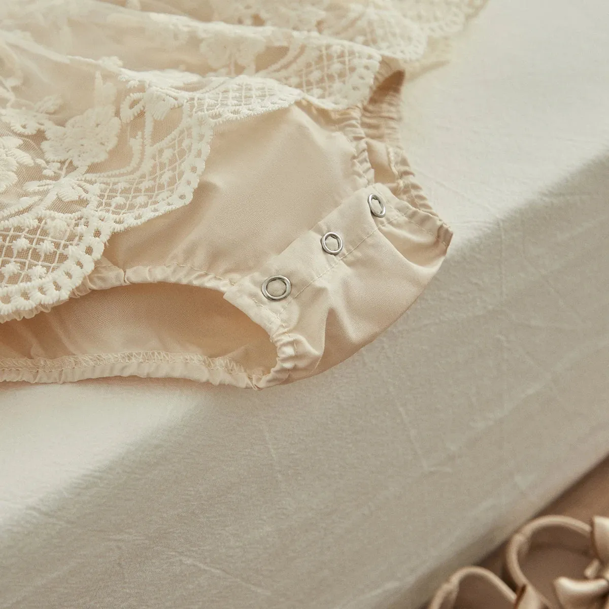 Bohemian Beige or White Lace Baby Dress Romper for Special Occasion, One Year Birthday Cake Smash Outfit Girl