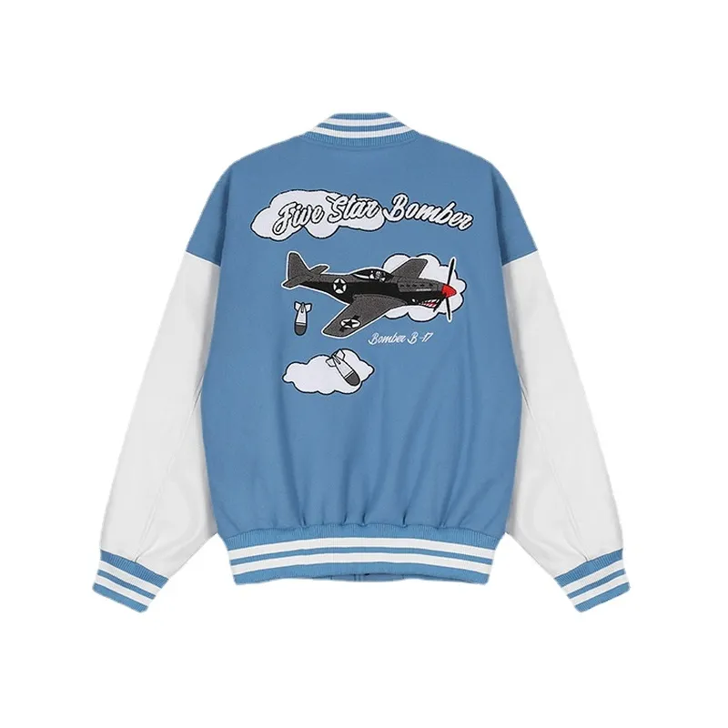 Brown Cropped Varsity Jacket Autumn and Winter Baseball Uniform