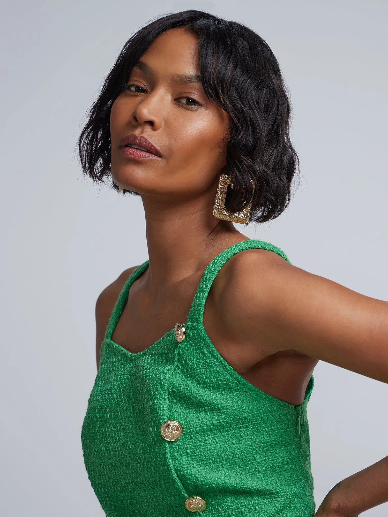 Button-Detail Sleeveless Romper
