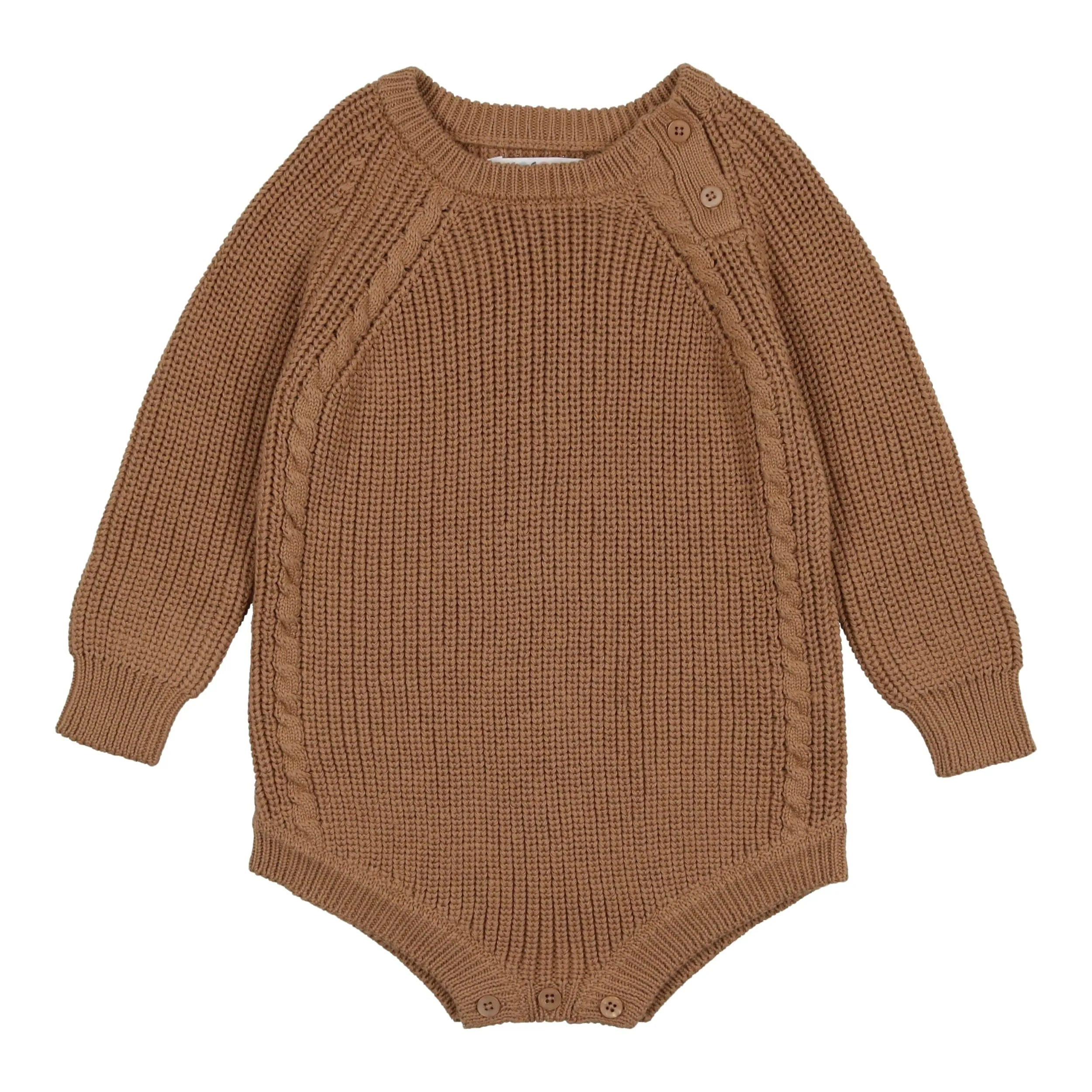 Camel Romper With Cable Detail