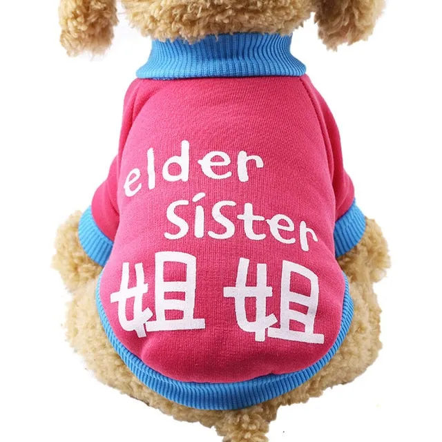 Chinese Characters Winter Soft Fleece Sweatshirt For Small Dogs