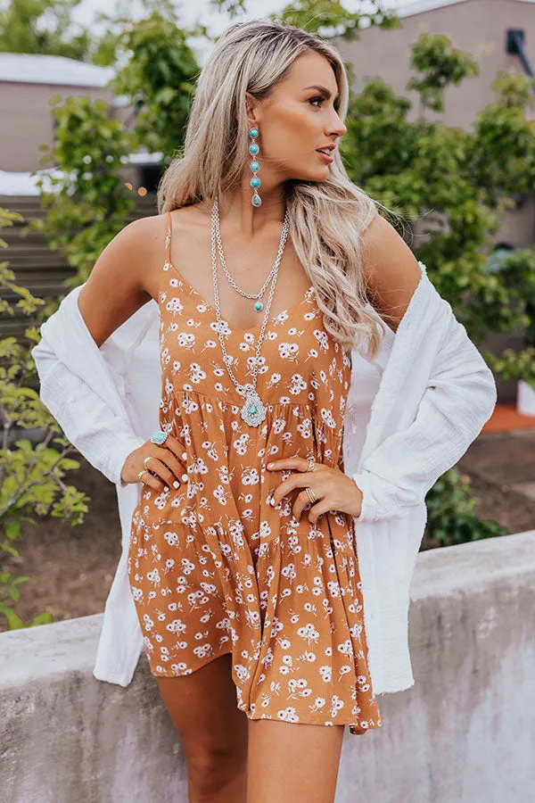 Coastal Cabana Floral Romper In Rust