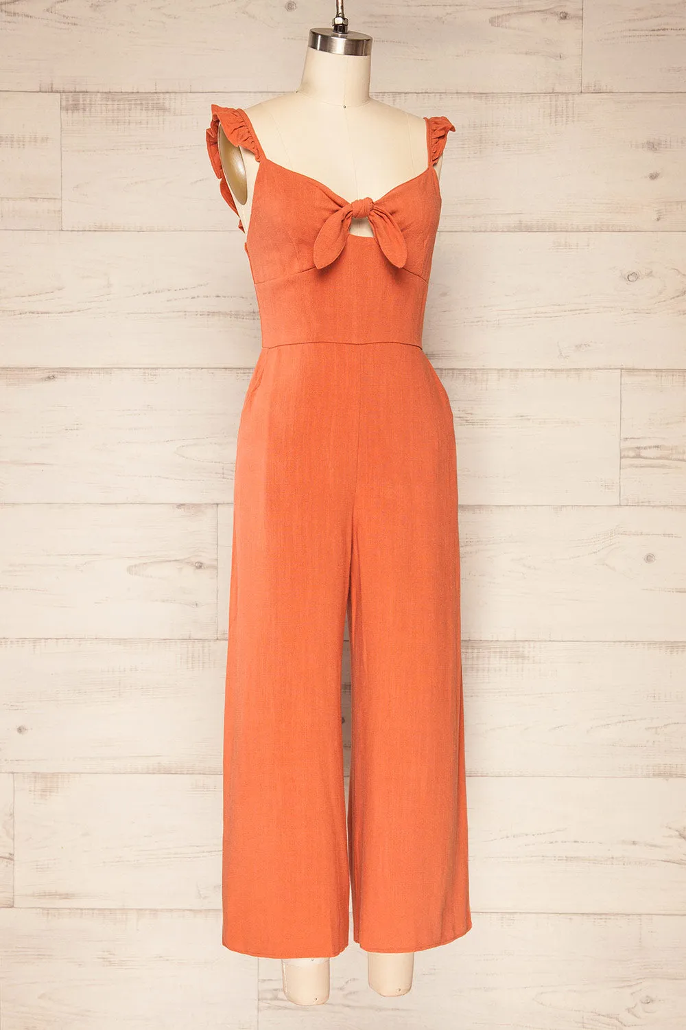 Crocevie Orange | Jumpsuit with V-Neckline