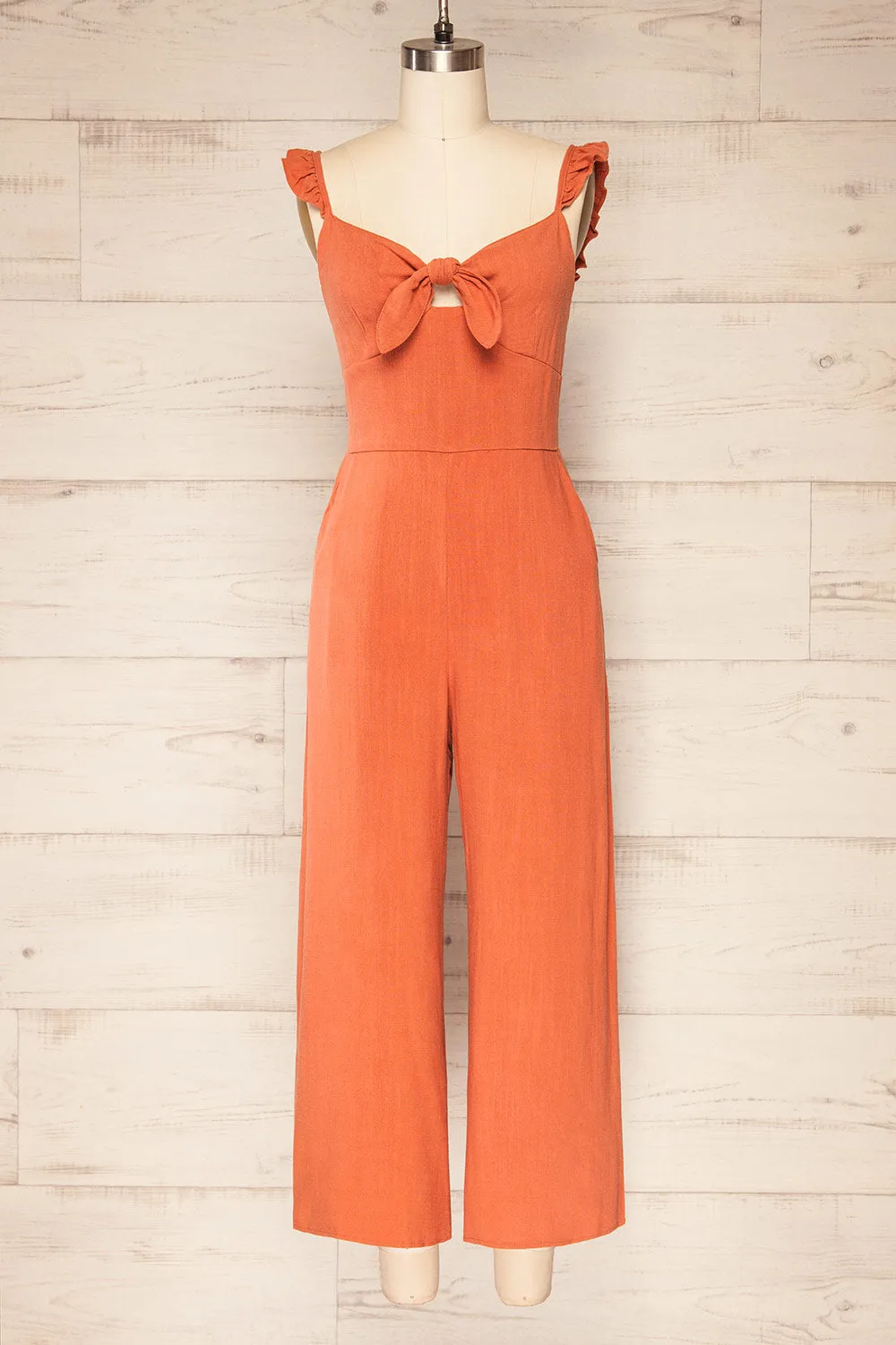 Crocevie Orange | Jumpsuit with V-Neckline