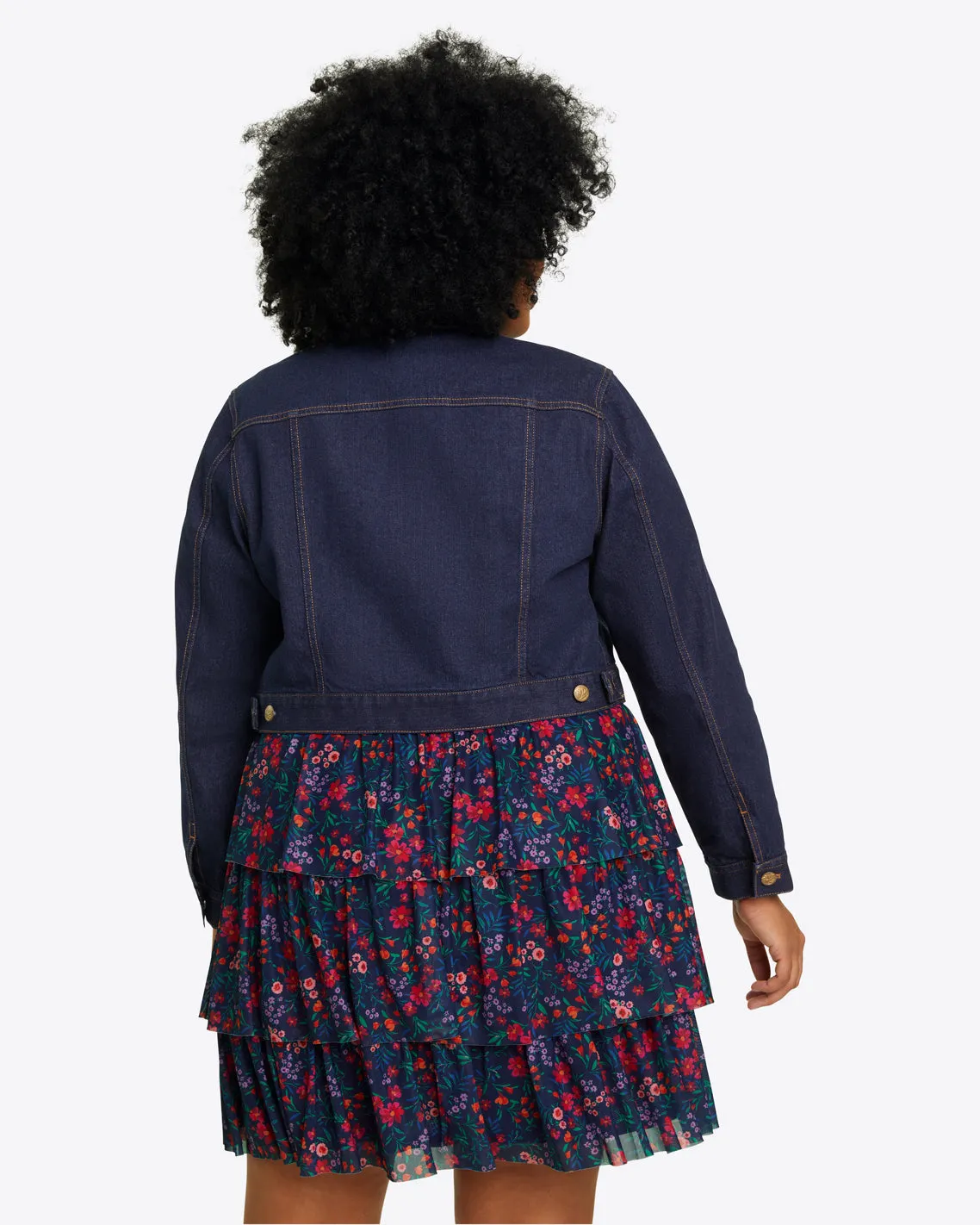 Cropped Jacket in Dark Wash