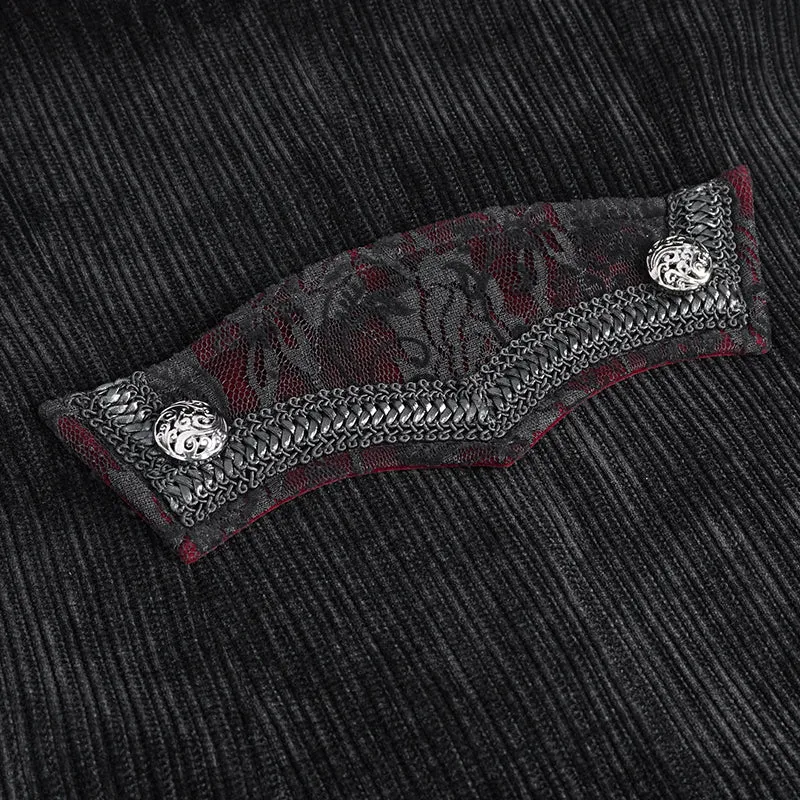 CT23801 black Men's long chenille coat