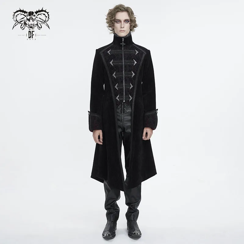 CT23801 black Men's long chenille coat