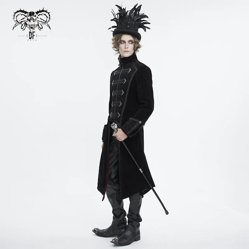 CT23801 black Men's long chenille coat