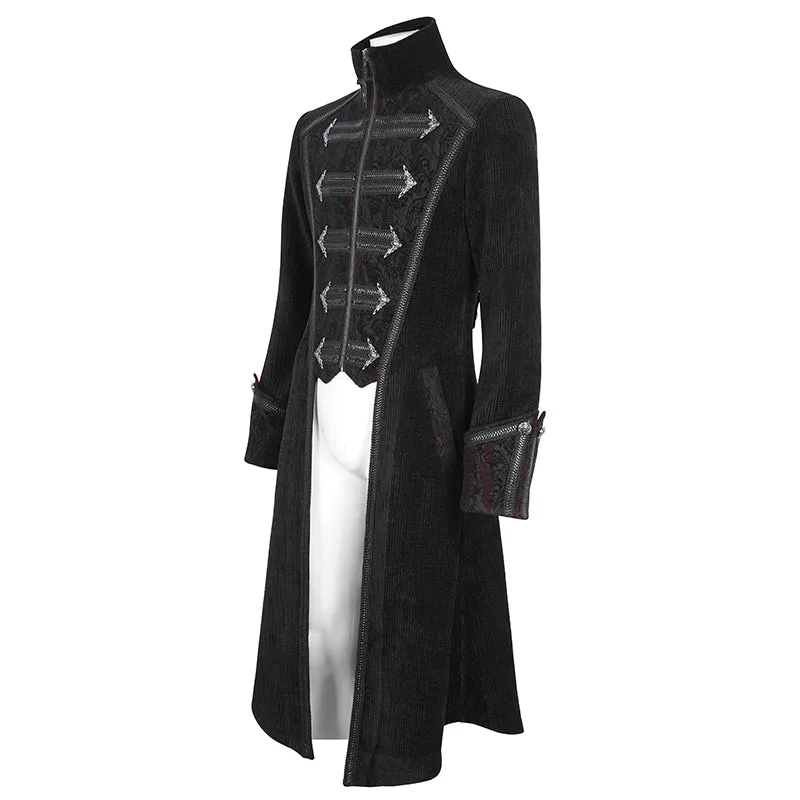 CT23801 black Men's long chenille coat