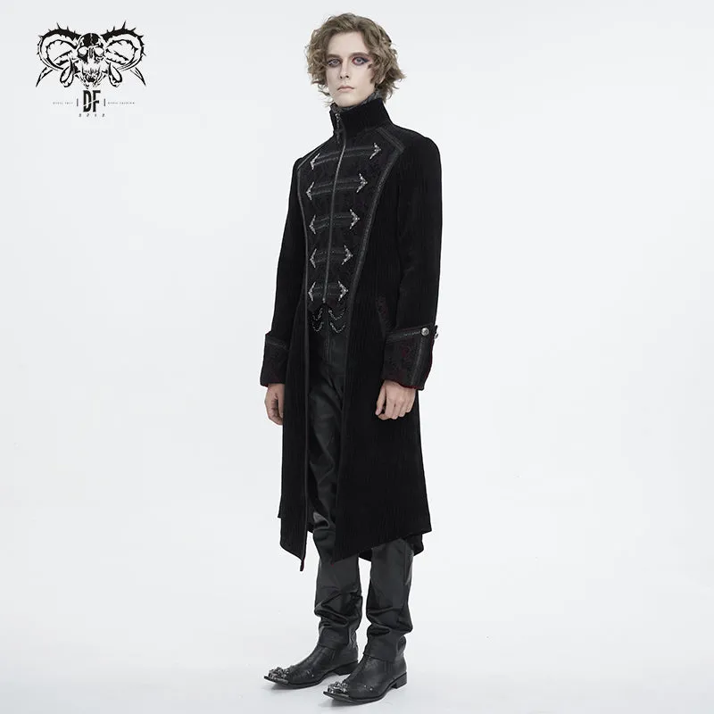 CT23801 black Men's long chenille coat