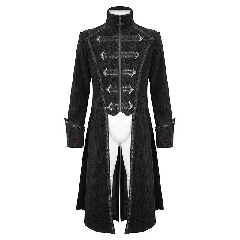 CT23801 black Men's long chenille coat
