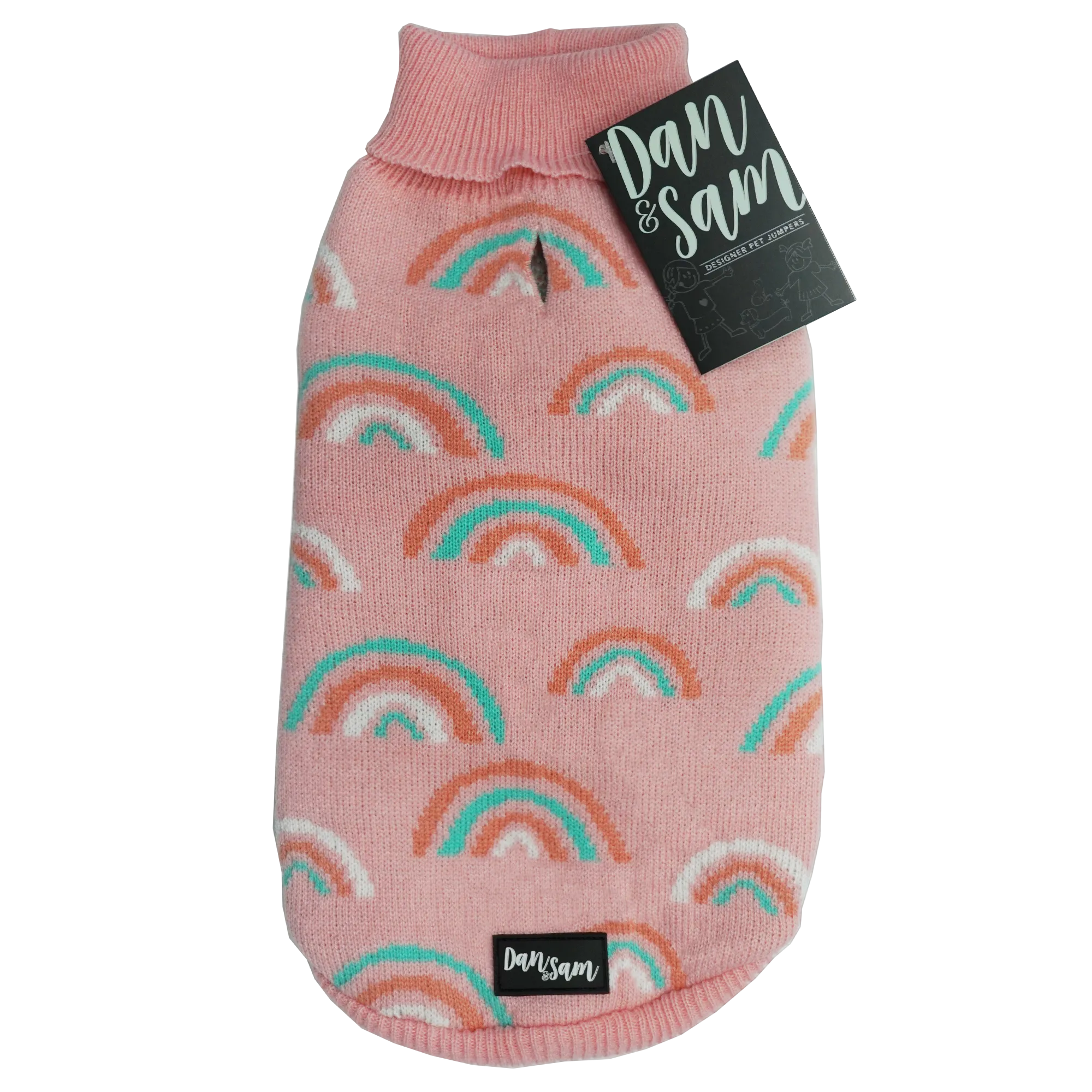 Dan & Sam - Dog Jumper (Pink Rainbows) - 35cm