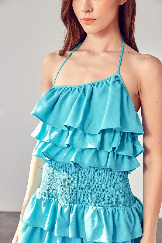 DO   BE COLLECTION Smocked Waist Ruffle Romper