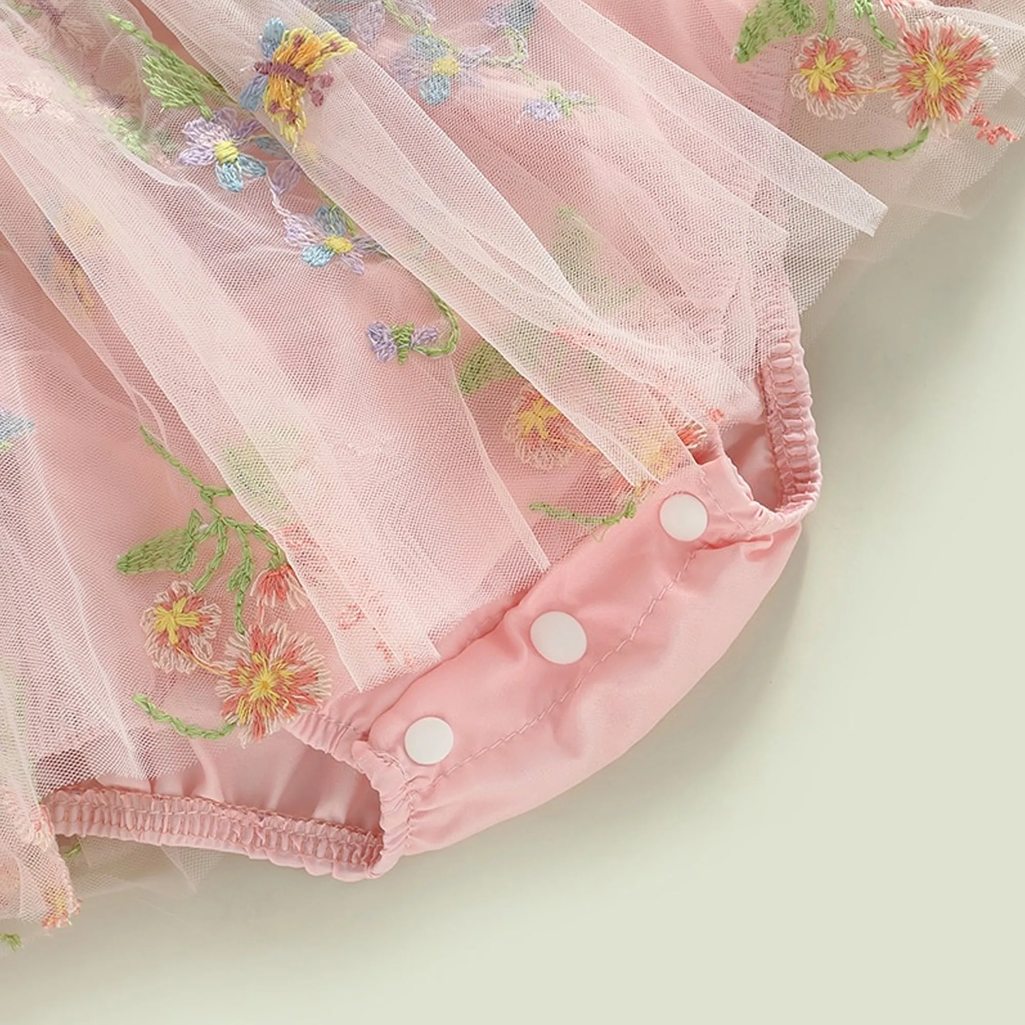 Embroidered Floral Tulle Dress Special Occasion, First Birthday Baby Romper, Cake Smash Outfit Girl