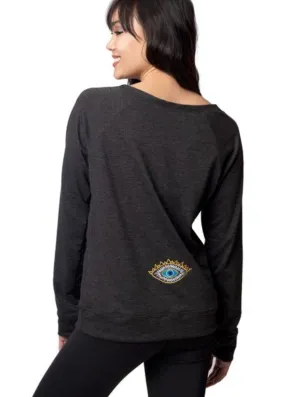 Emily Hsu Evil Eye Pullover Black Chambray