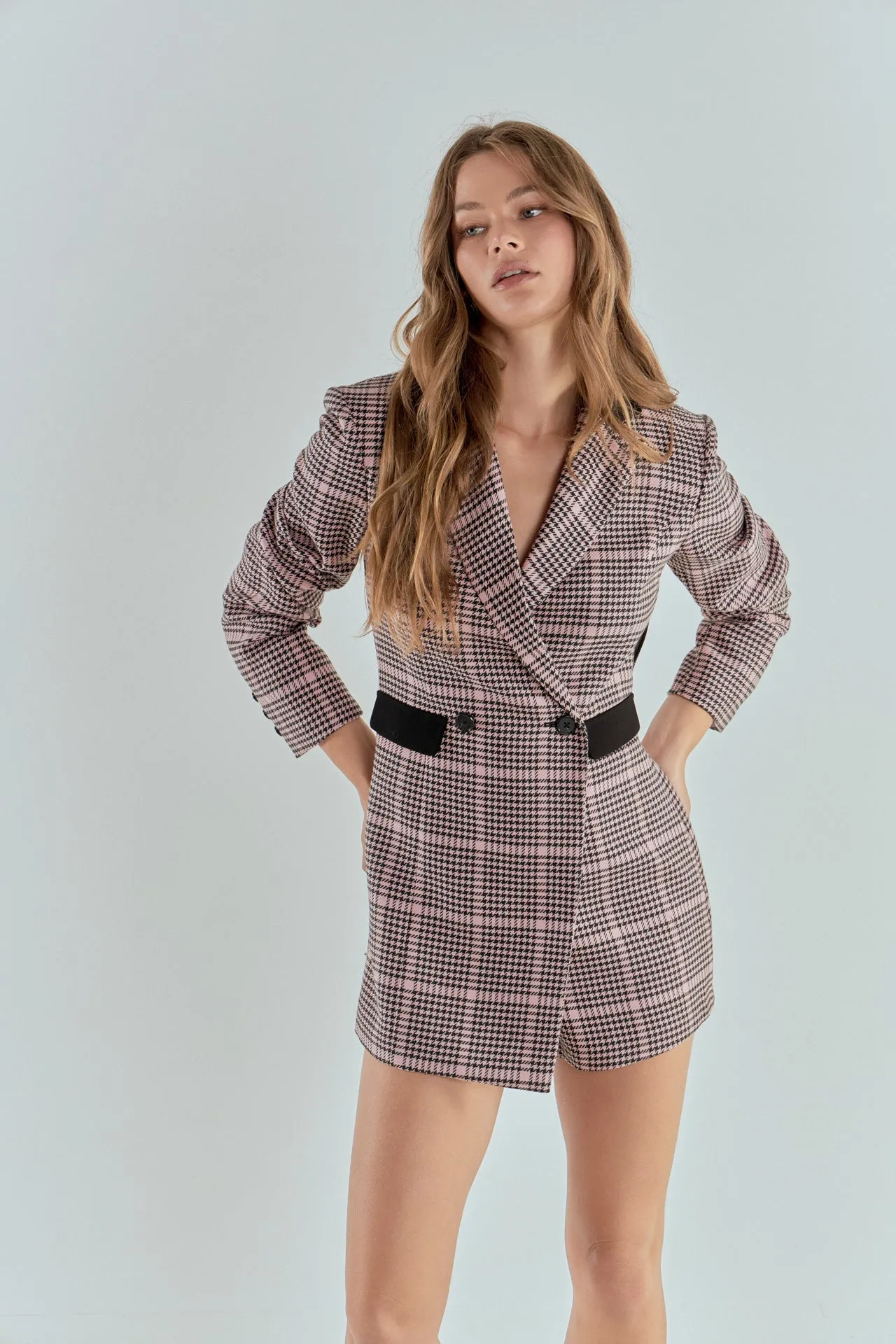 Endless Rose - Houndstooth Contrast Romper