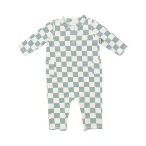French Terry Checkerboard Gray Mist Uni Romper
