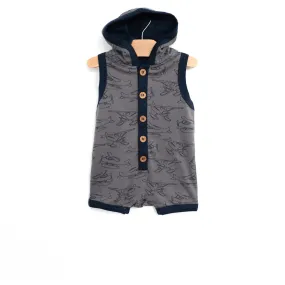 Hooded Racerback Romper-Seaplanes