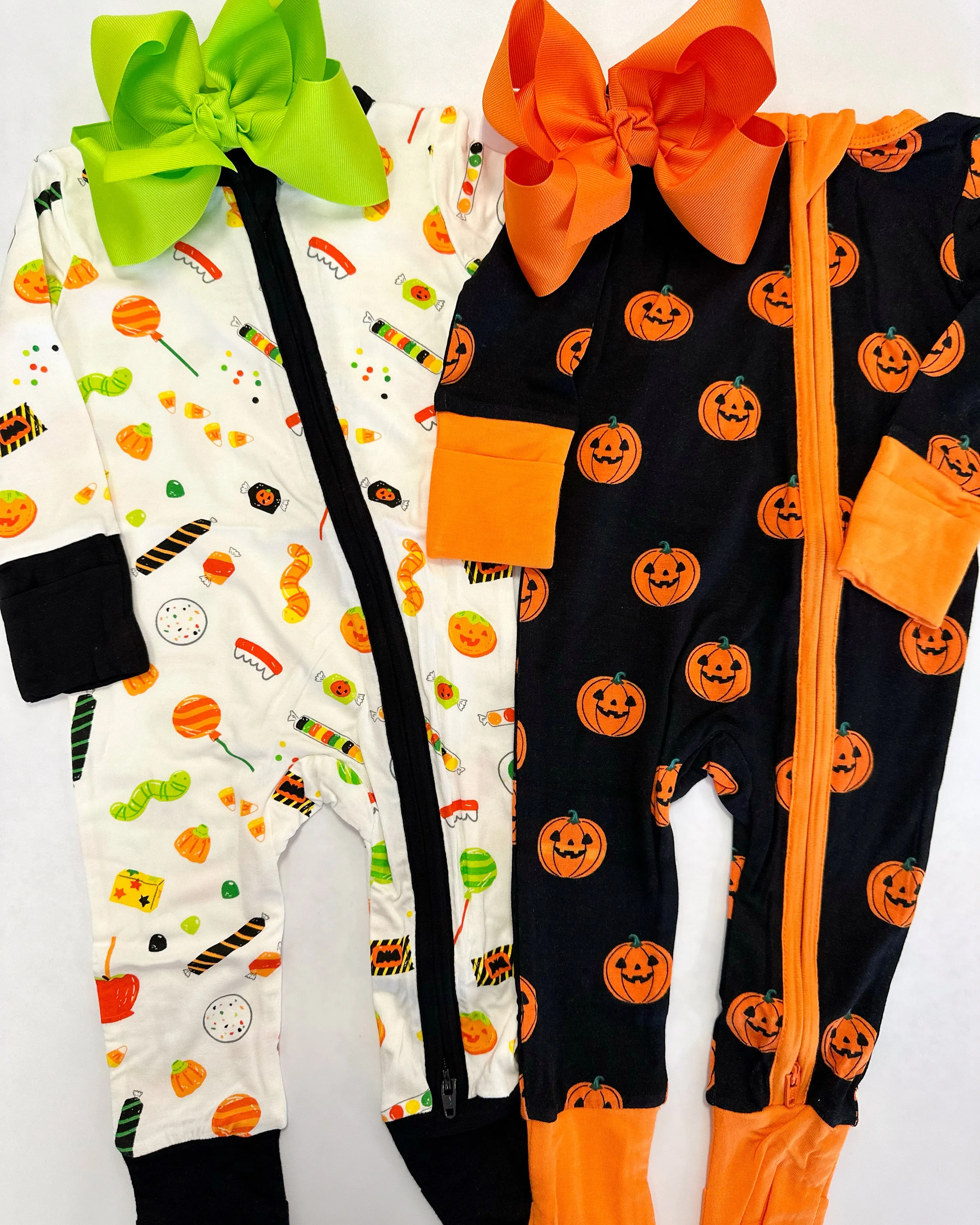 Jack O Lantern 2 Way Zipper Romper Black