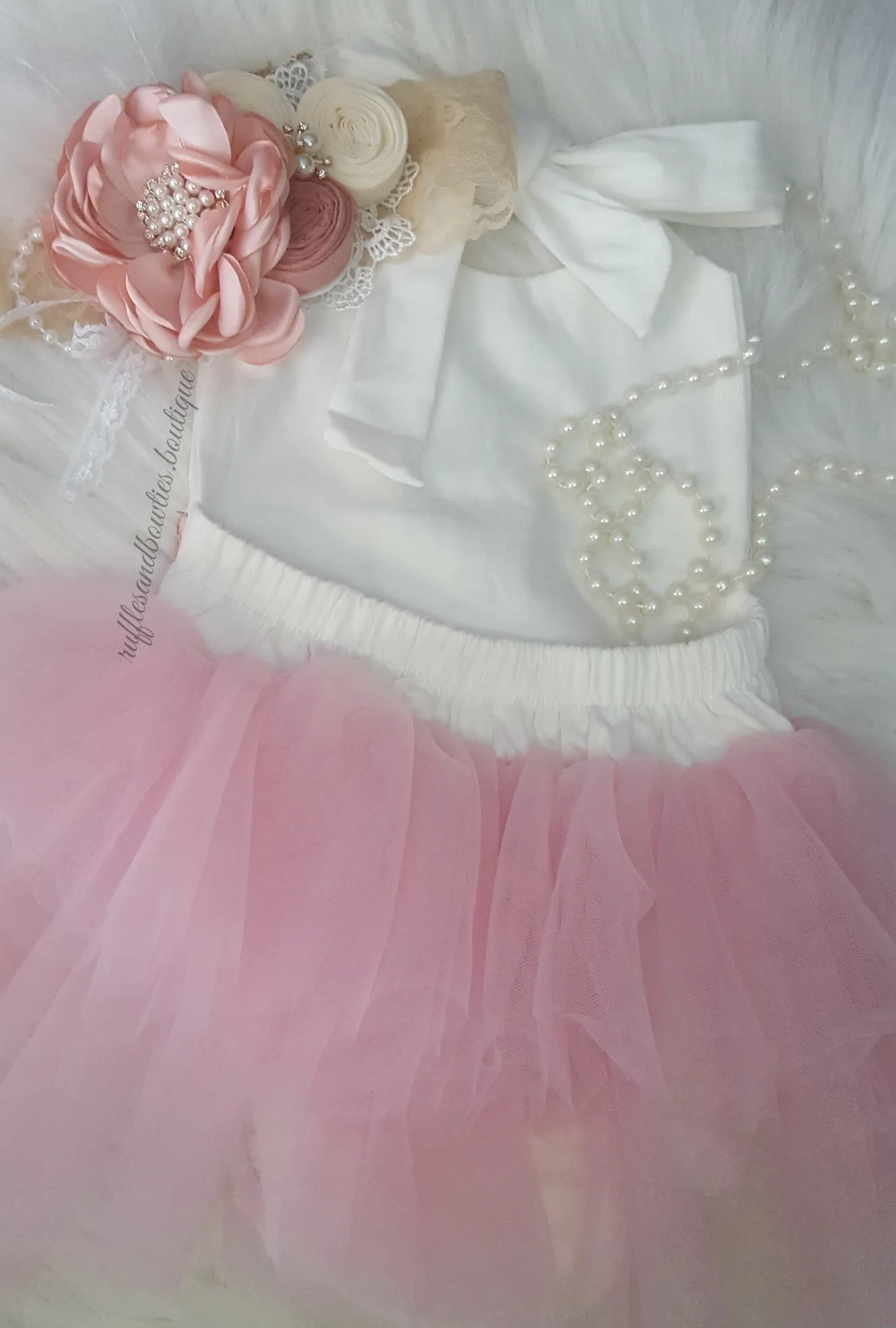 Kryssi Kouture Exclusive Girls First Birthday Darling Dazzle Rose Gold 1st Birthday TUTU Romper