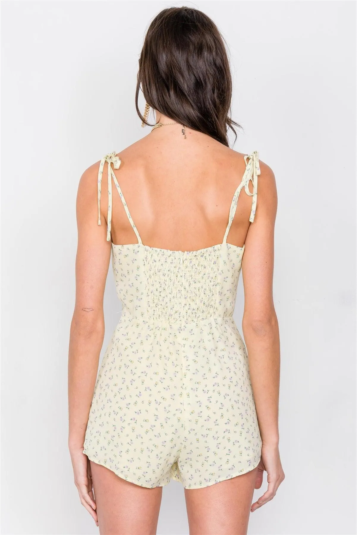 Lemonade Yellow Boho Floral Mini Chic Casual Romper /2-1-1