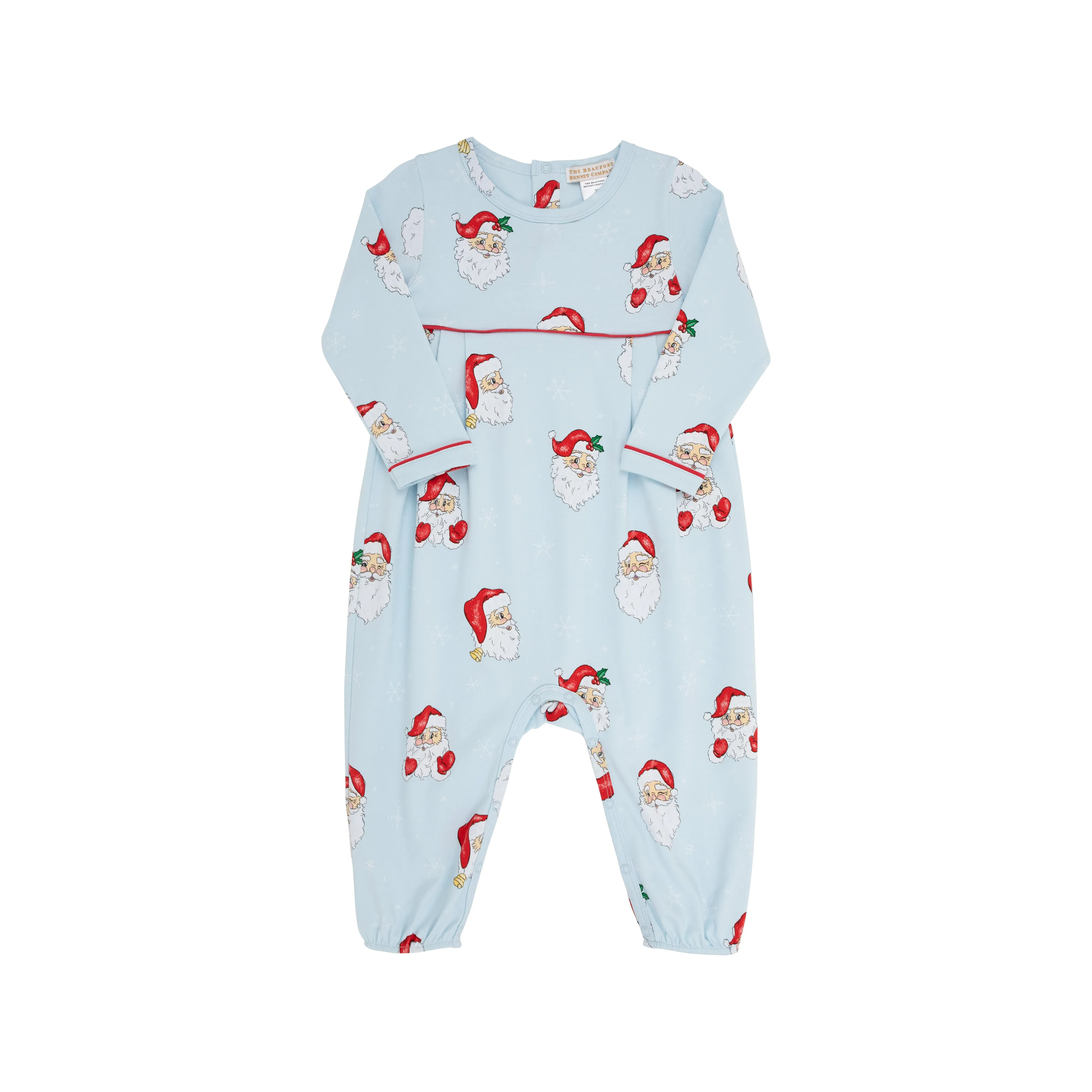 Long Sleeve Bradford Romper - Dear Santa (Buckhead Blue) with Richmond Red